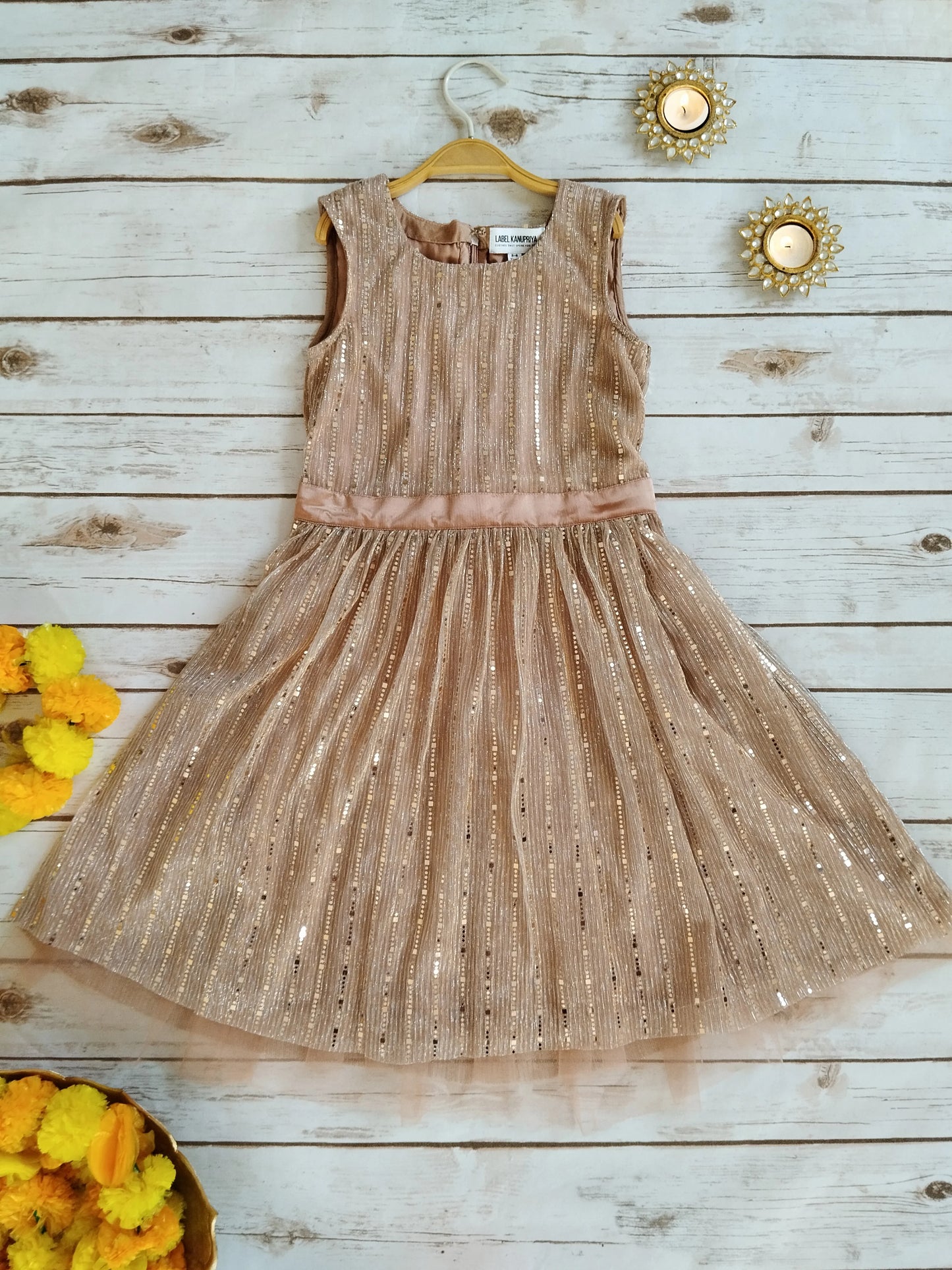 OLD ROSE SHIMMER KIDS DRESS